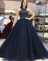 Navy Blue Quinceanera Dresses Beaded Sparkly Halter Tulle Ball Gown Sweet 16 Dress vestidos de quinceañera